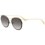 Alexander McQueen Edge AM0116S AM/0116/S 001 Brown/Gold Pilot Sunglasses 54mm - Brown Gold/GrayGradient   001 - Lens 54 Bridge 21 Temple 145mm