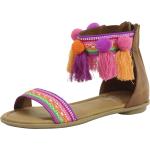 Mia Kids Little/Big Girl's Suri Nova Suede Pom Pom Sandals Shoes - Brown - 1 M US Little Kid