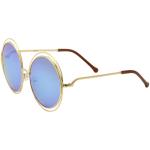 Yaaas! Women's 8048 Fashion Round Sunglasses - Gold/Blue Mirror   C - Lens 50 Bridge 19 Temple 130mm