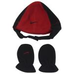 Nike Infant Boy's Swoosh Logo 2 Piece Beanie Hat & Mittens Set - Varsity Red/Black - 12 24 Months