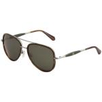 Roberto Cavalli Women's RC1022 RC1022 Fashion Pilot Sunglasses - Blonde Havana Silver/Green   53N - Lens 58 Bridge 18 Temple 140mm