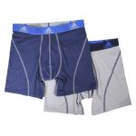 Adidas Men's 2 Pc Sport Performance Climalite Boxer Briefs Underwear - Night Indigo/Light Onix - Large