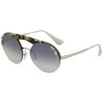 Prada Women's SPR52U SPR/52U Fashion Pilot Sunglasses - Silver Medium Havana/Blue Grad Silver Mir   23C5R0 - Lens 37 Bridge 00 Temple 140mm