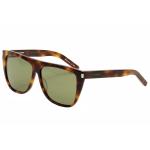 Saint Laurent Women's SL1 SL 1 Square Fashion Sunglasses - Havana/Silver/Green Flash   003 - Lens 59 Bridge 13 Temple 140mm