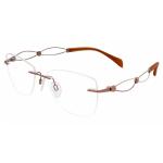 Charmant Line Art Women's Eyeglasses XL2104 XL/2104 Rimless Optical Frame - Brown   BR - Lens 52 Bridge 17 Temple 135mm