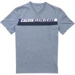 Calvin Klein Men's Speed Logo Cotton V Neck Short Sleeve Shirt - Blue - Large