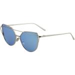 Yaaas! Women's 6627 Fashion Cateye Sunglasses - Silver/Blue Mirror   A - Medium Fit