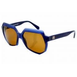 Balenciaga Women's 0105/S 0105S Fashion Sunglasses - Blue/Ruthenium/Amber - Lens 55 Bridge 16 Temple 135mm