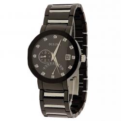 Bulova Watch 98D109 Men s Diamond Dual Time Stainless Steel Bracelet