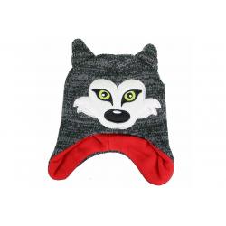Critter Collection Knit Grey Red Fox Fleece Hat   Gloves Set Ages 4 7