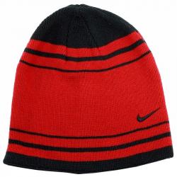 Nike Boy's Contrasting Stripe Knit Winter Beanie Hat - Red - Youth 8/20