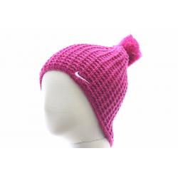 Nike Girl's Pom Pom Knit Beanie Hat - Fireberry - 4/6X