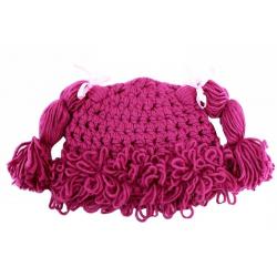 Dorfman Pacific Kindercaps Girl's Knitted Pig Tail Skully Winter Hat (Fits 4 6X) - Purple