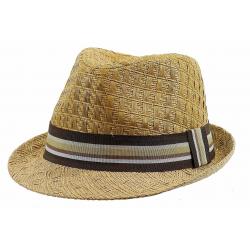 Henschel Men's 3094 Toyo Straw Basket Weave Fedora Hat - Brown - Medium