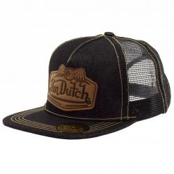 Von Dutch Men's Leather Patch Fashion Trucker Cap Hat (One Size Fits Most) - Black - One Size Fits Most