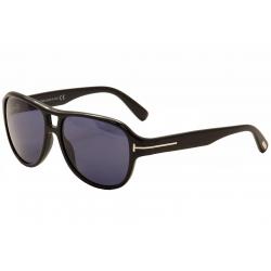 Tom Ford Men's Dylan TF446 TF/446 Retro Sunglasses - Black/Silver/Dark Blue   01V - Medium Fit