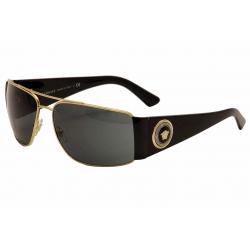 Versace VE2163 VE/2163 Fashion Sunglasses - Gold/Black Medusa/Gray  100287 - Lens 63 Bridge 15 Temple 135mm