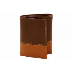 Timberland Men's Contrast Leather Tri Fold Wallet - Brown - 4 H X 3 L in