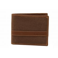 Timberland Men's Waxed Canvas/Leather Bi Fold Passcase Wallet - Brown - 4 H X 3 L in