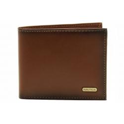 Nautica Men's Capella Passcase Genuine Leather Bi Fold Wallet - Tan - 4.25 x 3.5 in