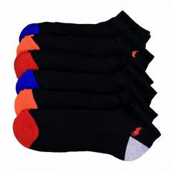Polo Ralph Lauren Men's 6 Pair Technical Sport Ankle Socks - Black - Sock 10 13; Fits Shoe 6 12.5