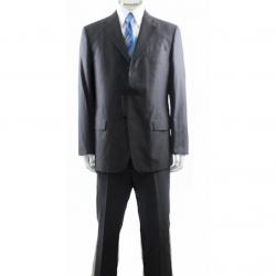 Valentino Men's 3 Button 2 Back Vent Charcoal Cotton Suit - Grey - US: 44; EU: 54