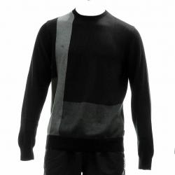 Calvin Klein Men's 40HS700 Color Blocked Crewneck Sweater - Black - Classic Fit