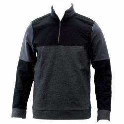Calvin Klein Men's Dressy Refined Quarter Zip Long Sleeve Sweatshirt - Black - XX Large