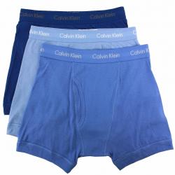 Calvin Klein Men's 3 Pc Classic Fit Cotton Boxers Briefs Underwear - Blue - Small