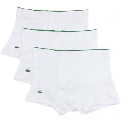 Lacoste Men's 3 Pc Essentials Cotton Boxers Trunks Underwear - White - X Large