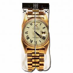 Odd Sox Rolly Watch Gold White Crew Sock Fits Shoe 6 13