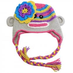 Dorfman Pacific Kindercaps Kid's Monkey Peruvian Winter Hat - Grey - 4 6X; One Size