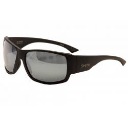 Smith Optics Dockside Retro Wrap Rectangular Sunglasses - Matte Black/Dark Grey/Chromopop Platinum Polarized - Lens 56 Bridge 17 Temple 125mm