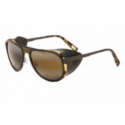 Vuarnet Glacier VL1315 VL/1315 Genuine Leather Detail Fashion Pilot Sunglasses - Brown