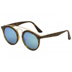Ray Ban Gatsby I RB4256 RB/4256 RayBan Fashion Round Sunglasses - Matte Havana/Gold/Green Mirror Blue   6092/55 - Lens 49 Bridge 20 Temple 150mm
