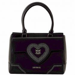 Love Moschino Women's Heart Shoulder Satchel Handbag  - Black