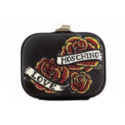Love Moschino Women's Satin Box Clutch Handbag - Black