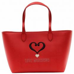 Love Moschino Women's Applied Logo Tote Carry All Handbag - Red - 11 H x 18 L x 6 D In