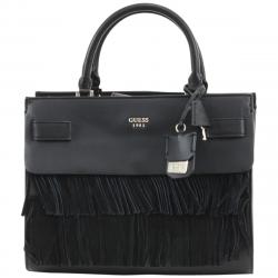 Guess Women's Cate Pebbled Satchel Handbag - Black - 9.5H x 12.5W x 7.25D