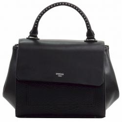 Guess Women's Evette Top Handle Flap Satchel Handbag - Black - 8 H x 10 W x 6 D In