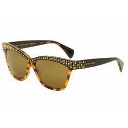 Alexander McQueen Women's AMQ 4239/S 4239S Cat Eye Sunglasses - Black Havana/Brown   2IE8U - Lens 57 Bridge 16 Temple 135mm