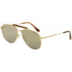 Tom Ford Women's Sean TF536 TF/536 Fashion Pilot Sunglasses - Rose Gold/Havana/Polarized Blue/Gold Flash   28C - Lens 60 Bridge 14 Temple 145mm