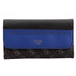 Guess Women's Hailey Slim Clutch Tri Fold Wallet - Blue - 4 H x 7.5 W Inch
