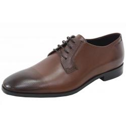 Hugo Boss Men's Square Lace Up Leather Oxfords Shoes - Brown - 12 D(M) US