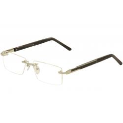 Paul Vosheront Men's Eyeglasses PV 303B 303 B Rimless Optical Frame - Silver 23 Karat Gold Plated/Black   C2 - Lens 57 Bridge 17 Temple 145mm