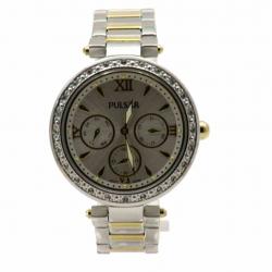 Pulsar Ladie s PP6109 Silver Gold Stainless Steel Chronograph Watch