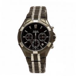 Pulsar Men s Business Collection PT3289 Black Silver Chronograph Watch