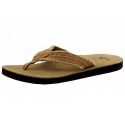 Sanuk Men's Fraid Not Canvas Flip Flops Sandals Shoes - Brown - 9 D(M) US