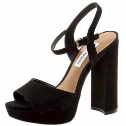 Steve Madden Women's Kierra Fashion Nubuck Heels Sandals Shoes - Black - 10 B(M) US