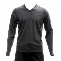 Calvin Klein Mens 40HK285 50's Interlock Logo Cotton Long Sleeve Shirt - Grey - Classic Fit